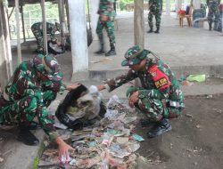 Peringati Hari Peduli Sampah Nasional, Satgas Yonkav 6/Naga Karimata Gotong – Royong di Seluruh Pos Perbatasan Untuk Bersihkan Sampah