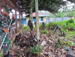 Satgas Yonif 125/SMB Gelar Karya Bhakti Pembersihan Pasar di Kampung Woner