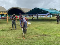 Sambut Ramadhan, Satgas Yonif 125/SMB Bersama Masyarakat Karya Bhakti Bersihkan Masjid