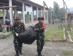 Peringati Hari Sampah Nasional, Satgas Yonkav 6/Naga Karimata Gotong Royong di Seluruh Pos Perbatasan Untuk Bersihkan Sampah