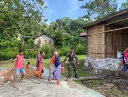 Bantu Kembangkan Usaha Lokal, Pos Nilulat Satgas Yonkav 6/Naga Karimata Bantu Masyarakat Bangun Rumah Tenun Ikat