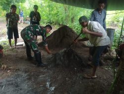 Bantu Masyarakat Perbatasan, Pos Nino Satgas Yonkav 6/Naga Karimata Ikut Bantu Bangun Kuburan Masyarakat