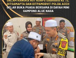 Dalam Rangka HUT Korps Sabhara ke – 72, Ditsamapta dan Ditpamobvit Polda Aceh Gelar Buka Puasa Bersama di Dayah Mini Gampong Alue Naga