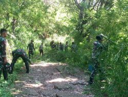 Berikan Akses Terbaik Kepada Masyarakat, Pos Nino Satgas Yonkav 6/Naga Karimata Berikan Bantuan Untuk Bersihkan Jalan