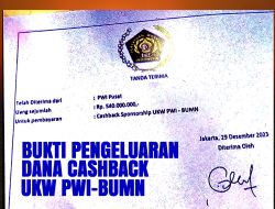 Beredar Bukti Pemberian Dana Cashback UKW PWI – BUMN Rp 540 Juta dari Rp 1 Milyar Kasus PWI Gate