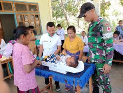 Pos Manusasi Satgas Yonkav 6/Naga Karimata Berkolaborasi Dengan Posyandu Untuk Peduli Kesehatan Ibu dan Anak