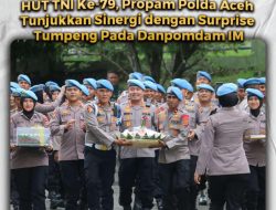 HUT TNI ke – 79, Propam Polda Aceh Tunjukkan Sinergi dengan Surprise Tumpeng Pada Danpomdam IM