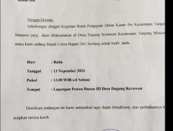 Surat Undangan ke Cabup Deli Serdang Viral di Sosmed, Panwaslu Tanjung Morawa Akan Periksa Kades Dagang Kerawan