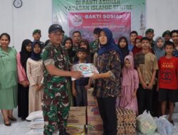 Peringati HUT Kodam I/BB ke – 75 Tahun, Yonif 122/TS melaksanakan kegiatan Bhakti Sosial Donor Darah dan Pembagian Paket Sembako di Panti Asuhan