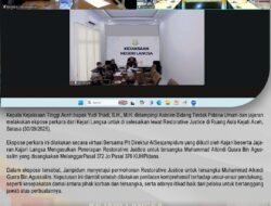 Kajati Aceh Selesaikan Perkara Penggelapan Dengan Restorative Justice