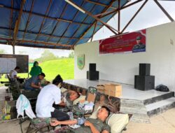 Brigif 26/GP dan Korum Yonif 763/SBA Gelar Donor Darah Sambut HUT TNI ke – 80