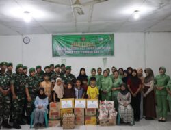 Peringatan HUT Infanteri ke – 80 Tahun Yonif 122/TS membagikan sembako ke Panti Asuhan dan Madrasah