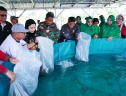 Bakti Sosial dan Senam Bersama, Warnai Acara Tanam Pohon dan SebarBibit Nila di Lahan Integrated Farming Kodim 0808 Blitar